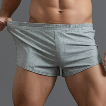 PFWOWB 2Pcs Plus Size Men Underwear Mens Summer Solid Color Cotton Pants Elastic Band Loose Quick Dry Casual Sports Running Straight Shorts Beach Home Pants Underwear Black