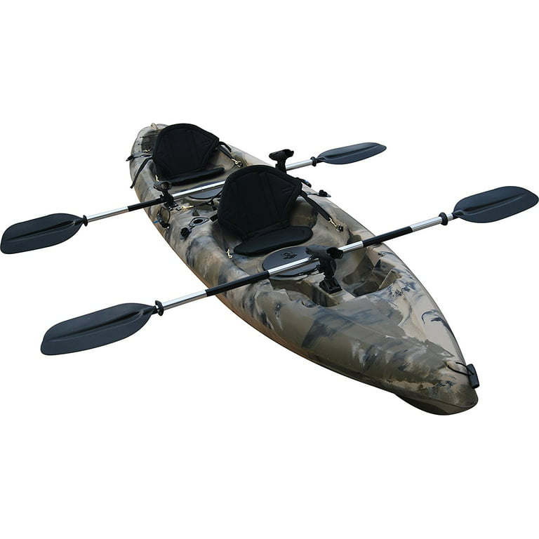 BKC TK181 12.5' Tandem Sit On Top Kayak W/ 2 Soft Padded Seats, Paddles,7  Rod Holders Included 2 Person Kayak