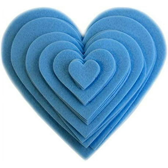 Playfully Ever After 1 to 6 inch Multi-Size Pack 24pc Felt Hearts (Militia Blue)