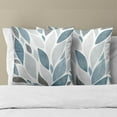 thumbnail image 3 of Dusty Blue and Gray Leaf Throw Pillow Cover 20x20 Inch Pack of 2 White and Blue Spring Cushion Pillow Case Square Cotton Eucalyptus Pillowcase for Summer Party Bed Sofa Home Car Bedroom Outdoor, 3 of 6