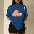 thumbnail image 3 of Playera Blusa Con Estampado de Capibara Comiendo Palomitas Playera De Capybara Divertida Color Azul Talla Chica Marca Emil SaEs, 3 of 4
