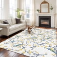 thumbnail image 2 of Large Area Rugs for Living Room Bedroom, Yellow Spring Floral 8'x10' Rug Washable Carpet Runner Indoor Outdoor, Watercolor Birds Elegant Pastoral Non Slip Floor Mats Rug for Kitchen, Patio, 2 of 8