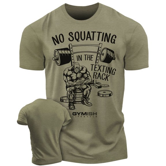 Gymish No Squatting Workout T-Shirt – Funny Gym Shirt for Men, Lifting Tee, Men’s Athletic Gym Wear