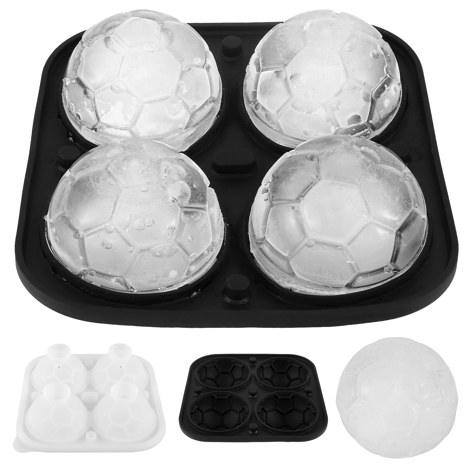 Deiss Pro Whiskey Ice Ball Maker Mold & Plastic Funnel — 6 Large 2.5 inch Ice Spheres in Round Ice Cube Mold — Clear Ice Ball Maker with Lid for