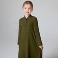 thumbnail image 3 of OGLCCG Girls Muslim Abaya Prayer Dress with Hijab 2pcs Solid Color Islamic Middle East Arab Dubai Dress Soft Ramadan Eid Clothes 4-12 Years, 3 of 8