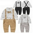 thumbnail image 6 of StylesILove Sailor Boat Print Faux Suspender Formal Wear Baby Boy Romper (12-18 Months, Grey), 6 of 7