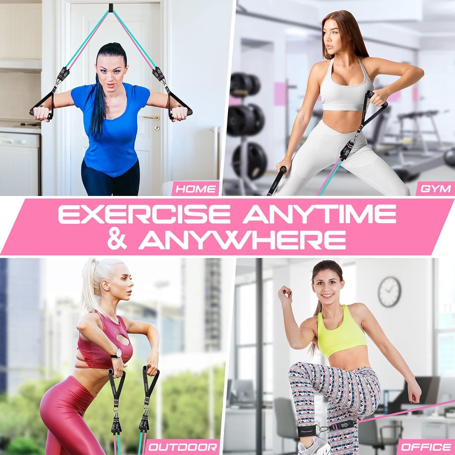 Resistance Bands for Working Out, 150LBS Exercise Bands, Workout Bands, Resistance Bands Set with Handles for Men Women, Legs Ankle Straps for Muscle Training