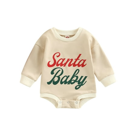 

PDYLZWZY Kids Baby Girls Boys Christmas Romper Santa Baby Long Sleeve Sweatshirt Jumpsuit Autumn Clothes 6-12 Months