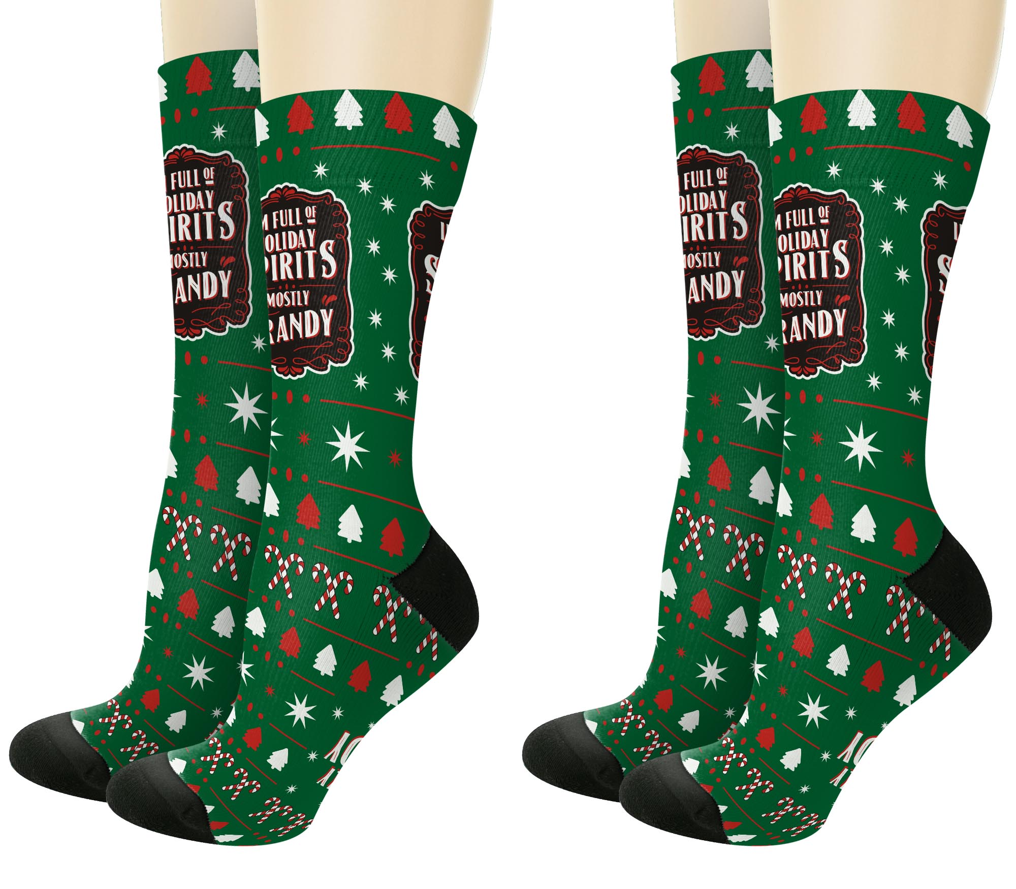 ThisWear Funny Christmas Socks I'm Full Of Holiday Spirits Mostly