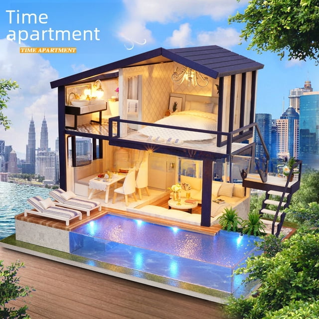 Modelo de montaje de villa casa de campo Apartamento de tiempo gran villa regalo hecho a mano Montaje creativo