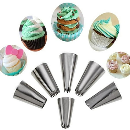 6PCS Russian Cake Icing Piping Nozzles Set Tools Kit ,Cake Decorating Supplies Tips,Professional Stainless Steel Fashion Pastry Cookie Sugar Macaron Cupcake Decorating (Best Store Bought Icing For Sugar Cookies)