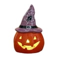 thumbnail image 2 of Halloween Night Light Witch Hat Ceramic Pumpkin 4.9in LED Tabletop Fall Decor by OVFUIZ, 2 of 6