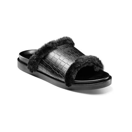 

Stacy Adams Monty Slide Sandal Crocodile Print Faux Fur Black 25560-001