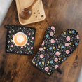 thumbnail image 5 of Pioneer Flower Floral Print Pattern 2-Pack Oven Mitts Set, Heat Resistant Kitchen Gloves, 7.7" X 12", 5 of 6