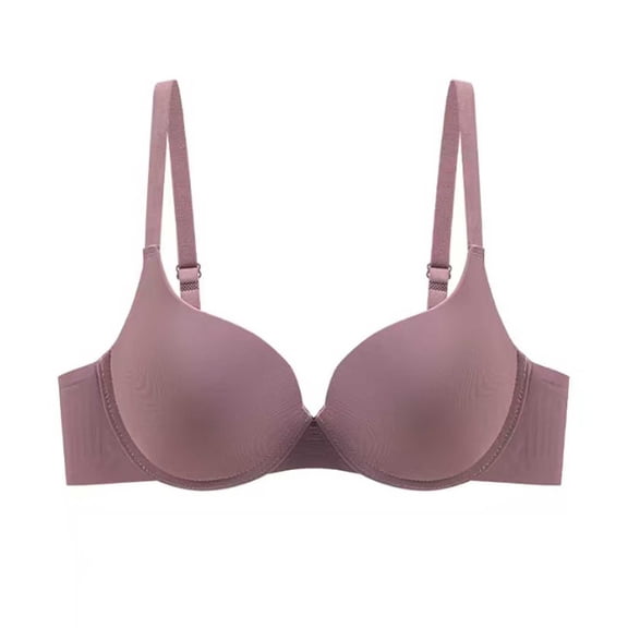 Fatuov Women's Push Up Underwire Bra Supportive Full Coverage Soft Everyday Bra for Gift, Solid Color Lightly Lined Bra 40B, Pink