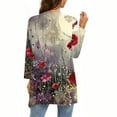thumbnail image 3 of QATAINLAV Summer Cardigan for Women 2024, Light Weight Flowy Hem 3/4 Sleeve Kimonos Fall Trendy Floral Print Shawl Duster Cardigans Outdoor Outerwear Best Sales Today Multicolor 3XL, 3 of 6
