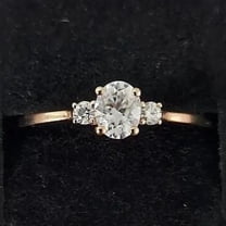 Jewelerix 10K Vermeil Gold Oval Diamond Engagement Ring with Two Sparkling Side Stones, Timeless Three-Stone Bridal Jewelry Gift for Her Special Moment