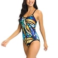 thumbnail image 3 of WREESH Womens One Piece Swimsuits Fashion Multicolor Print Back Cutout Sling Swimsuit Sleeveless Bathing Suits Multicolor, 3 of 7