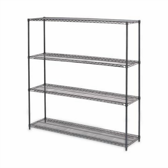 Alera BA Plus Wire Shelving Kit, Four-Shelf, 72w x 18d x 72h, Black Anthracite Plus