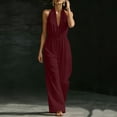 thumbnail image 5 of Sentmoon Womens Overalls Loose Fit Sleeveless V Neck Womens Jumper Solid Color Regular Fit Casual Rompers Summer for Party and Festival S-3XL, 5 of 8
