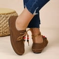 thumbnail image 5 of Xfvqtps Womens Bohemian Lace up Flats Soft Suede Beaded Detail Casual Shoes Comfortable Flat Sole Brown, 5 of 9