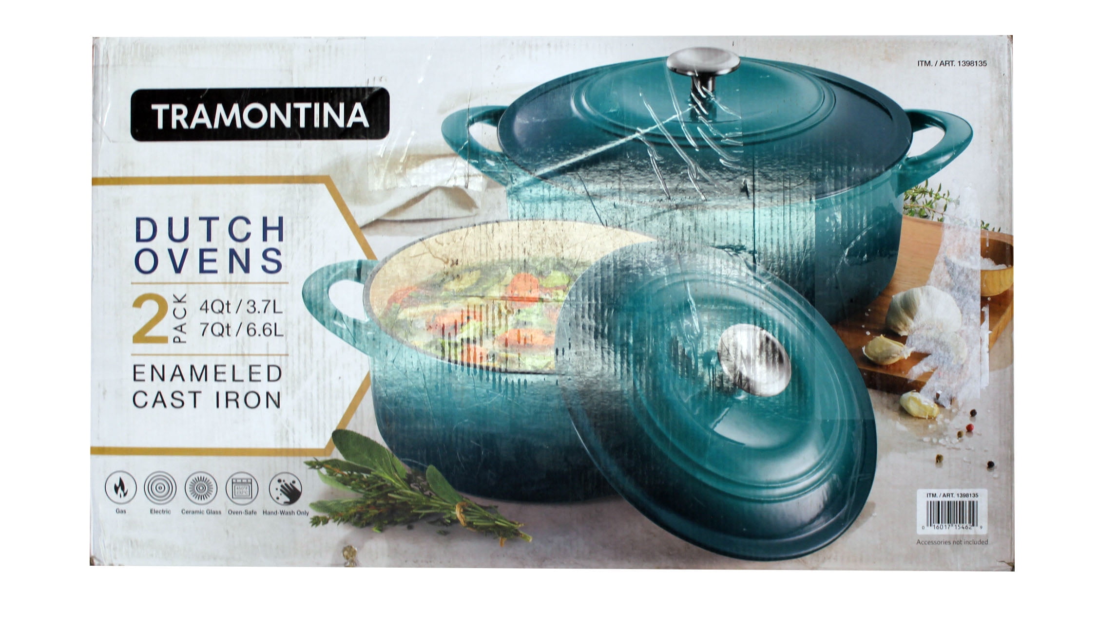 Tramontina Enameled Cast Iron Dutch Ovens Teal 2 Pack