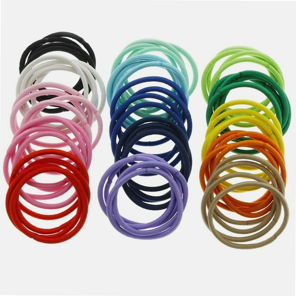 Hair Elastics Hair Ties, Professional Grade Ponytail Holders - 60 Pack Variety Rainbow B