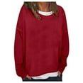 thumbnail image 1 of WEAIXIMIUNG Sweatshirts pour Femmes Col Rond Décontracté Couleur Unie Diy Coupe Ample Pull Confortable et Élégant, 1 of 9