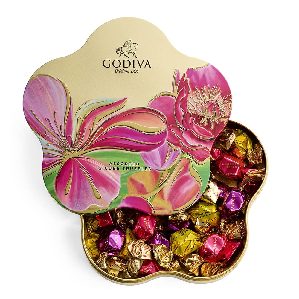 Godiva Chocolatier Assorted G Cube Gourmet Chocolate Truffles in Flower