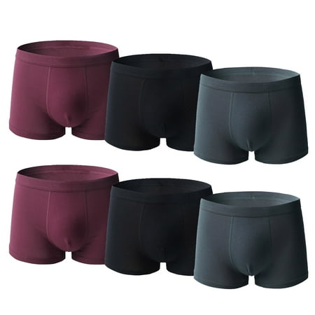 

QWERTYU 6 Pcs Mens Pouch Comfort Breathable Trunks Male Stretch Soft Underwear Briefs 4XL black gray wine