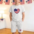 thumbnail image 6 of Boys & Girls 4th of July Outfit Sets Crewneck Short Sleeve Print T-Shirt & Shorts 2-Piece Sets for 4-14 Years, 6 of 8