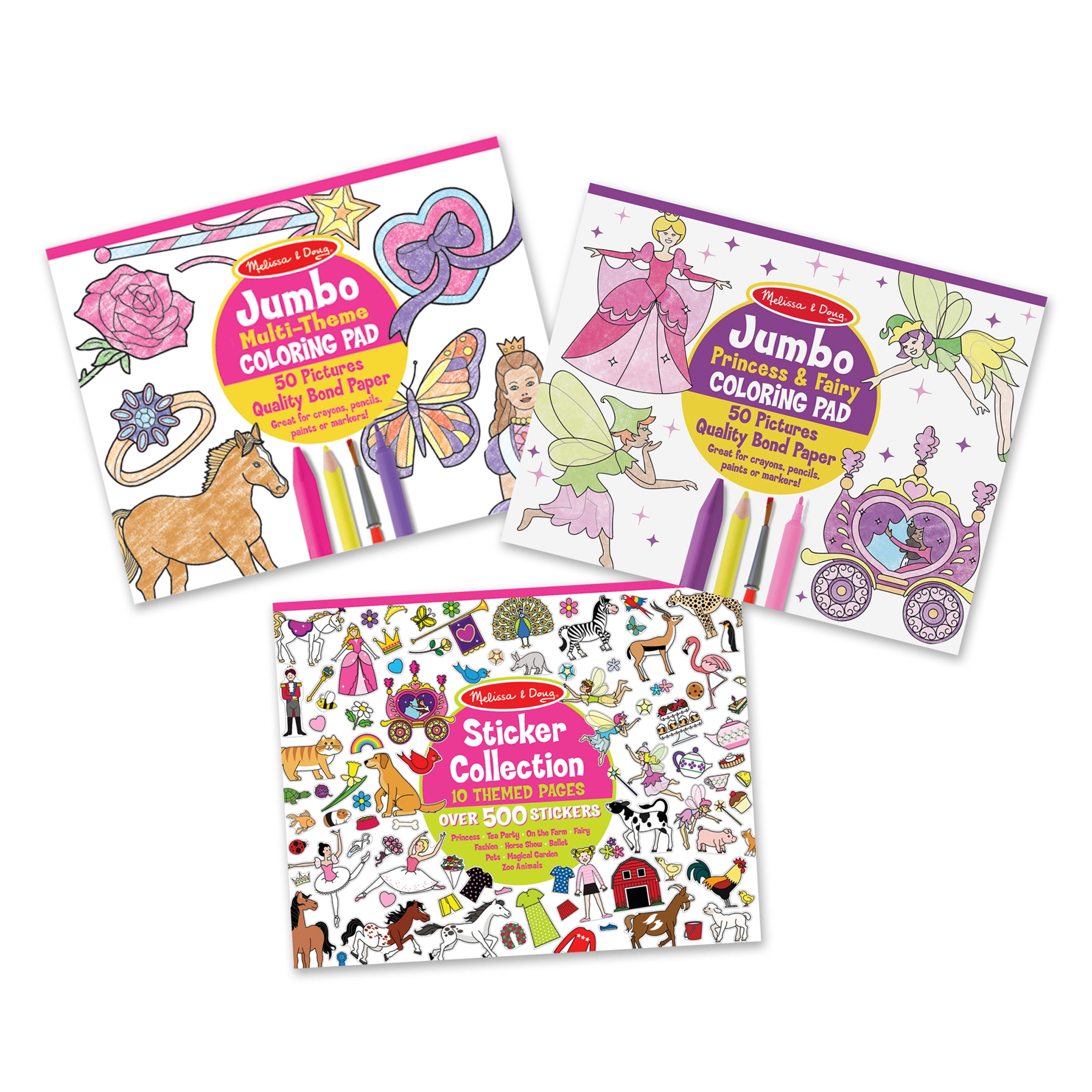 Melissa & Doug Jumbo 50-Page Kids' Coloring Pad Activity Book - Princess  and Fairy - FSC-Certified Materials 