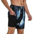thumbnail image 2 of Kdxio Night Scene Of Wolves Print Men'S Swim Trunks With Compression Liner 7 Inch Inseam Quick Dry Swim Shorts, 2 of 7