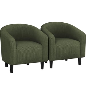 Renwick Upholstered Corduroy Accent Chair Set of 2, Dark Green