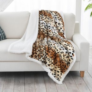 Lavish Home Tiger Print Fleece Throw Blanket 50x60