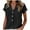 Black-02, variant on Mittory Linen Cotton Womens Short Sleeve Shirts V Neck Collared Button Down Blouse Tops
