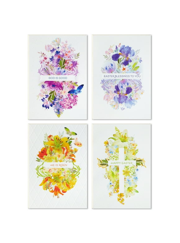 Hallmark Religious Easter Greeting Cards Assortment, Painted Flowers (16 Cards with Envelopes) 11.04 Ounces