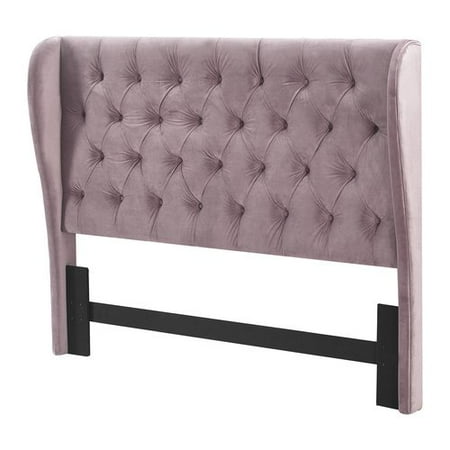 King Harlow Upholstered Headboard Beige - Lillian August: Velvet, Diamond Pattern, Foam-Filled