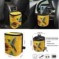 thumbnail image 4 of KUIFORTI Hummingbird Sunflower 15 PCS Car Seat Cover Set Seat Covers Steering Wheel Cover Seat belt Cover Pad Cup Coasters Car Garbage Bag Car Storage Box Rear View Mirror Cover Keychain, 4 of 5