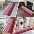 thumbnail image 5 of 2'x6' Rug Runners for Hallways Kitchen, Pink Wooden Non Slip Entryway Beside Floor Carpet Runner, Grey Red Stripe Gradient Country Rustic Grain Washable Laundry Room Bedroom Throw Rugs Mat, 5 of 8