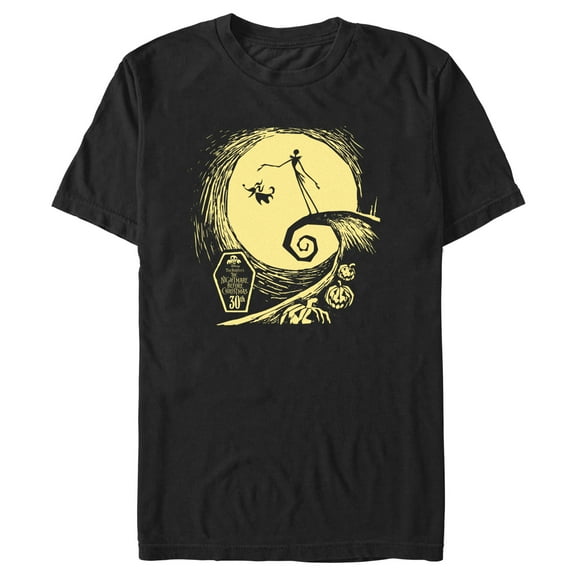 Men's The Nightmare Before Christmas 30th Anniversary Jack and Zero on Spiral Hill Graphic T-Shirt
