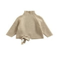 thumbnail image 3 of Toddler Baby Girl Pullover Sweaters Turtleneck Cable Knit Long Sleeve Sweaters with Bow Fall Winter Top, 3 of 9