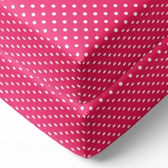 Bacati - Pin Dots Crib or Toddler Bed Fitted Sheet 100% Cotton Percale