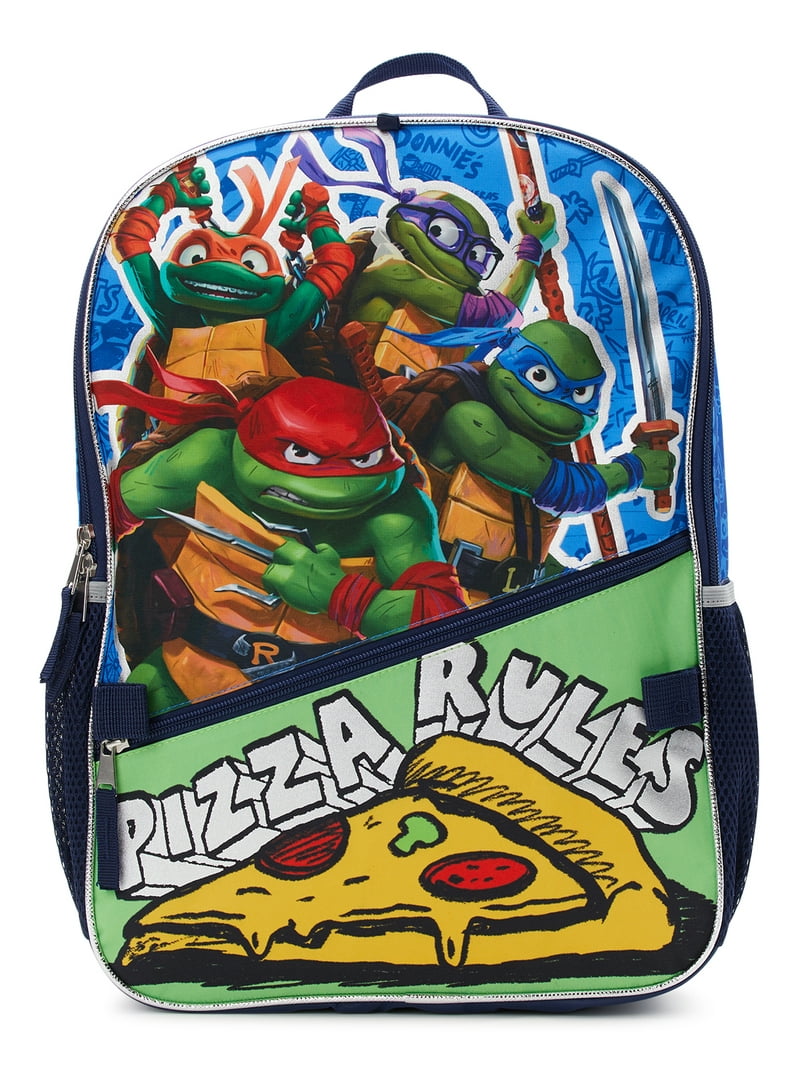 TMNT Kids 17” Pizza Backpack & Lunch Box Set, 5-Piece with Shell