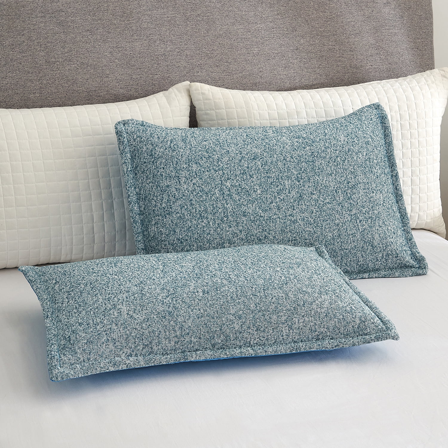JML 2 Piece Knit Weave Blanket Twin (60"x80") with 1 Sham -Lightweight Fuzzy Jersey Blanket