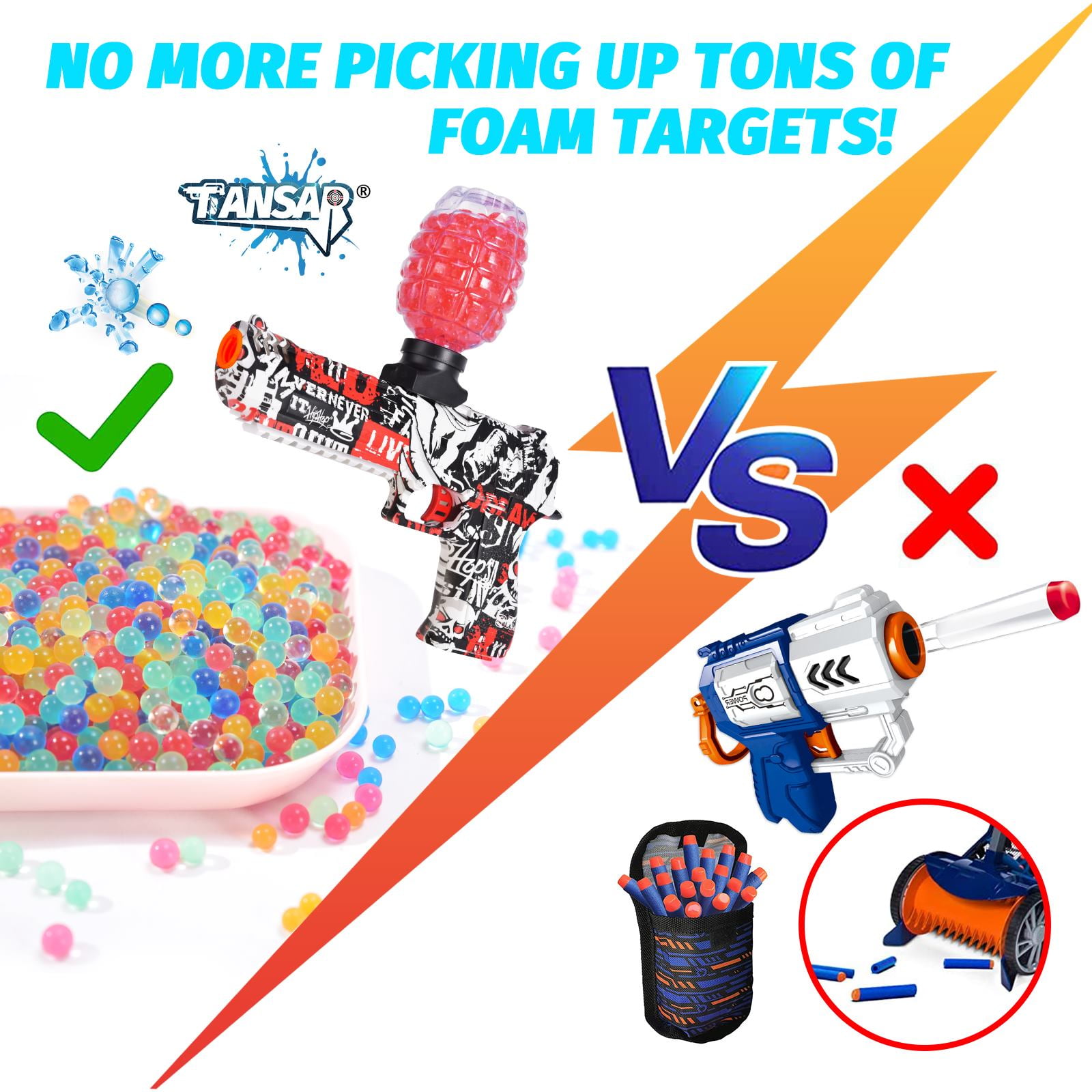 Buy Gel Splatter Ball Blaster Toy Gun, Full Auto Splat Ball Toy with