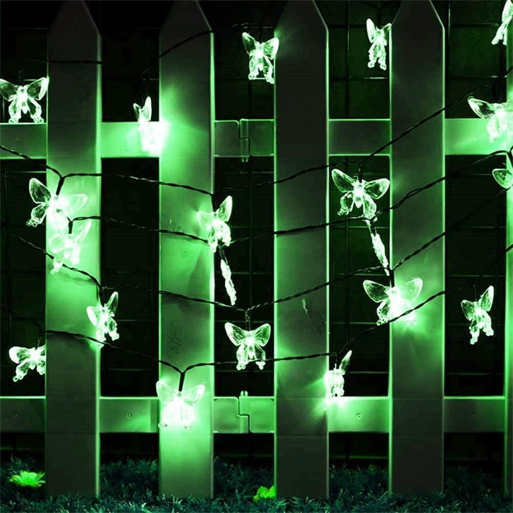 Huiyi Butterfly String Lights, 5m 20LED Outdoor Solar Powered String Light 8Mode Indoor for Lighting for Lawn Patio Wedding Party Decor