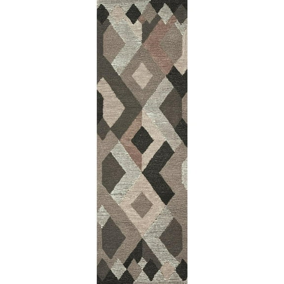 Alora Decor Geneva 2'6" x 8' Geometric Natural/Ivory Hand-Tufted Area Rug