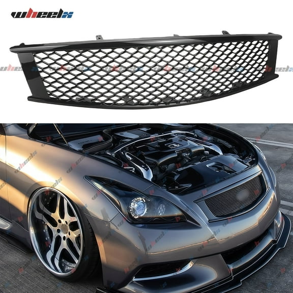 Front Bumper Grill For Infiniti G37 2 Door Coupe 2008-2013,Q60 2 Door Coupe 2014-2015 Front Bumper Upper Honeycomb Grille (Gloss Black, 2 Door Coupe)