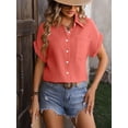 thumbnail image 6 of 2024 New Summer Women's Loose Short-sleeved Pocket Casual Wrinkled Shirt, 6 of 6